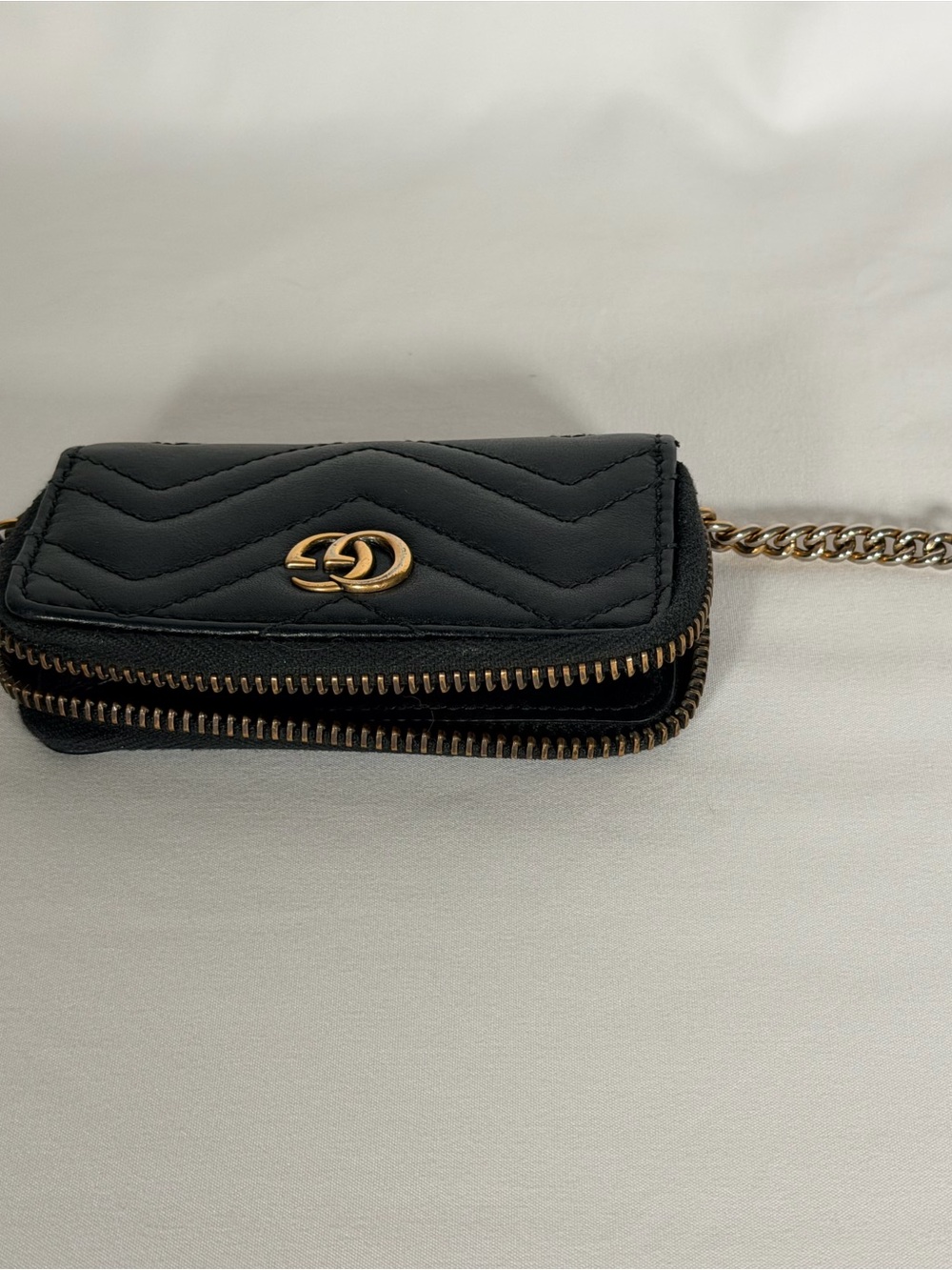 Authentic Gucci GG Leather Card Wallet Keychain - Picture 2 of 12